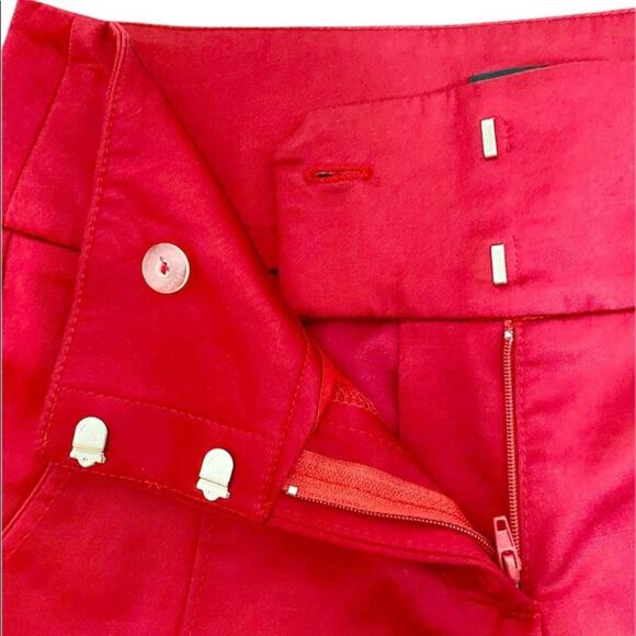 Bebe Sleek Red Silk Blend Cropped Cuffed Pants, Size 4 - Picture 5 of 12
